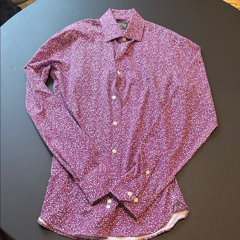 Slim Fit Purple Micro-Print Button-Down Shirt